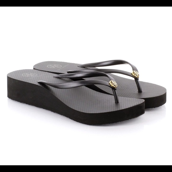 Tory Burch Shoes - 🆕 Tory Burch Black Wedge Flip Flops